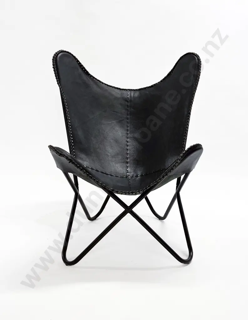 Modern Butterfly Chair with Leather Upholstery Image 1++