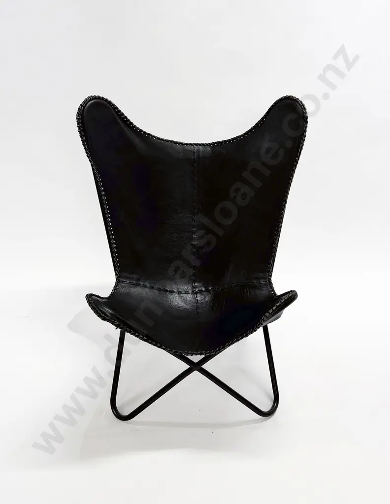 Modern Butterfly Chair with Leather Upholstery Image 1++