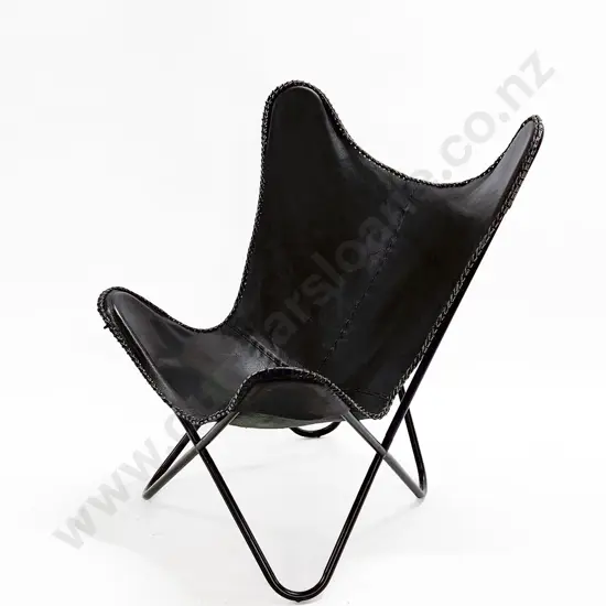 Modern Butterfly Chair with Leather Upholstery