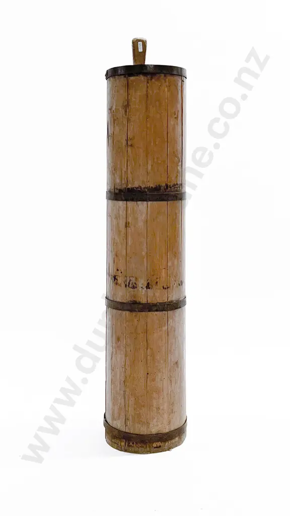 Vintage Chinese Pine Tapering Metal Bound Churn/Grain Holder borer Image 1++