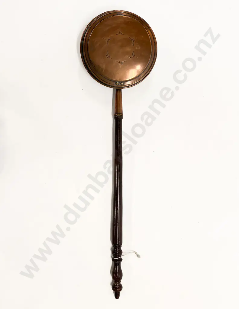 Vict Copper Turned Handle Bed Warmer Image 1++
