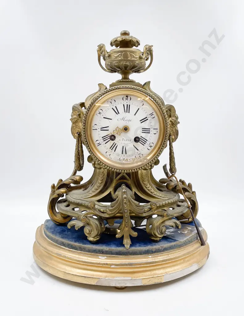 C19th Mage A. Paris Ormulu Mounted Balloon Mantle Clock (Faults) Image 1++