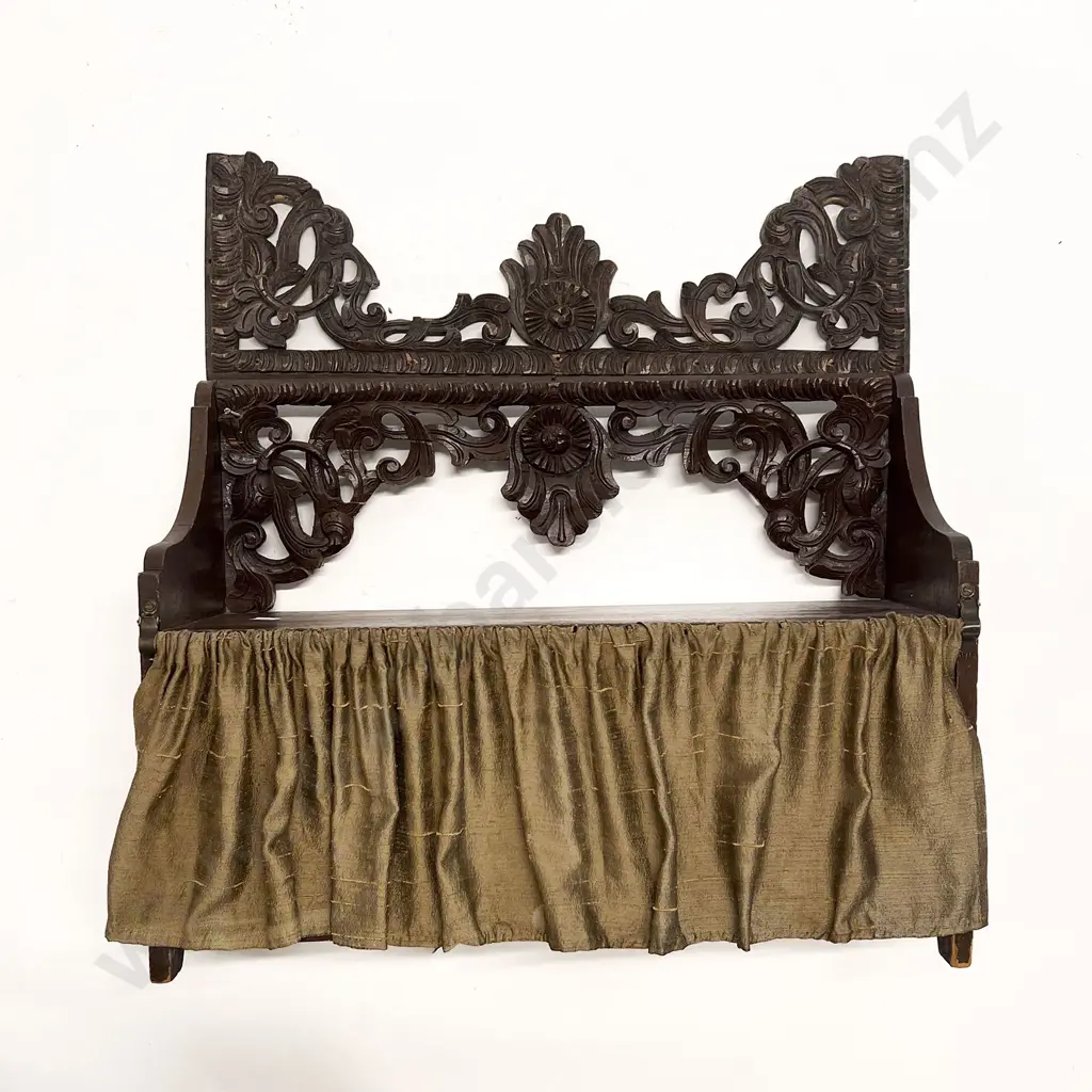 Late C19th Wall Mounting Two Shelf Cabinet with Carved Aprons Image 1++