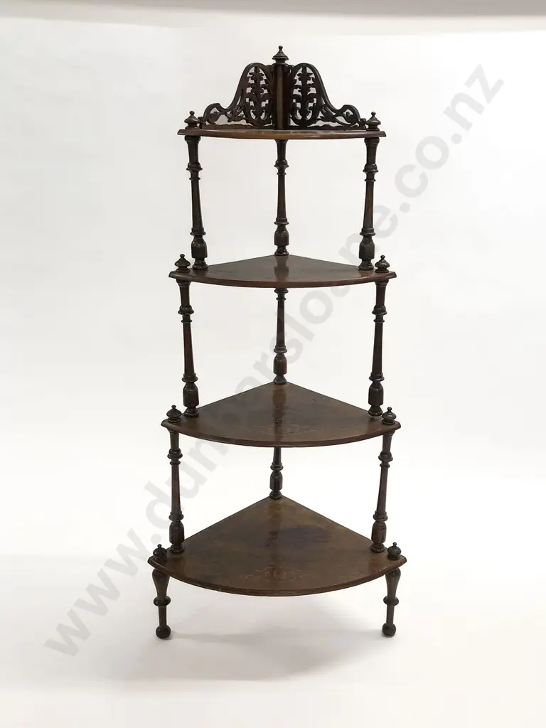 Vict Walnut Four Tier Corner Whatnot Image 1++