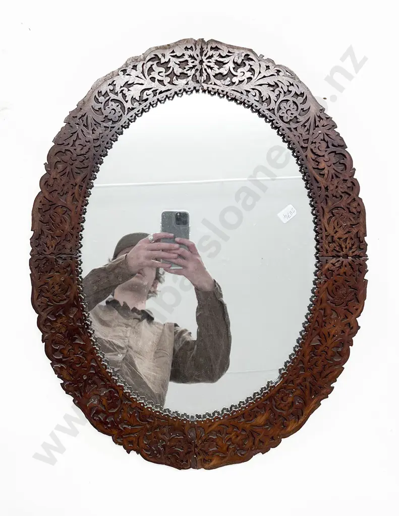 Ornate Fretwork Framed Oval Wall Mirror Image 1++