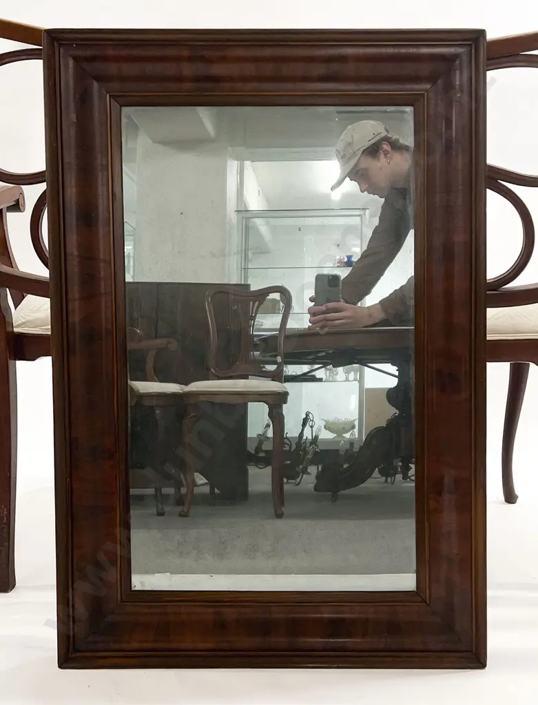 C19th Beidermeier Mahogany Framed Wall Mirror Image 1++