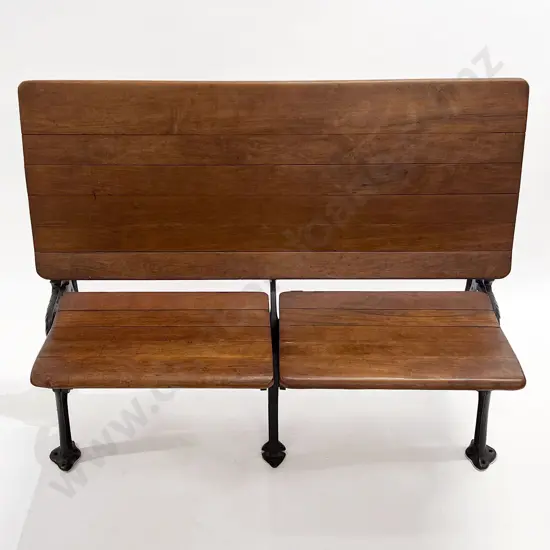 American Grand Rapids SF Co. Walnut Cast Iron Folding Bench Seat