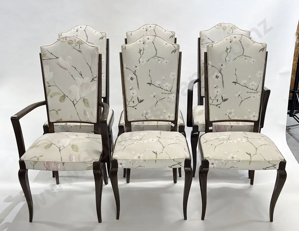 Set of Six Mid C20th French Beech Framed Dining Chairs Image 1++