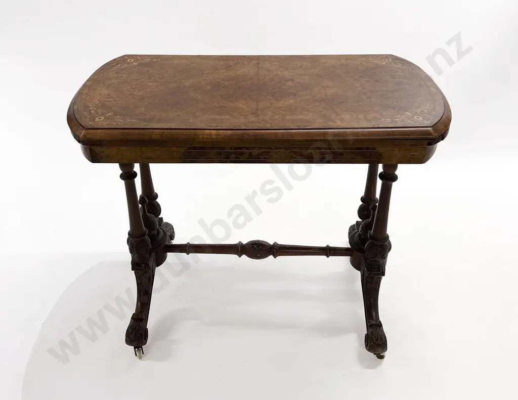 Vict Inlaid Walnut Folding Games Table Image 1++