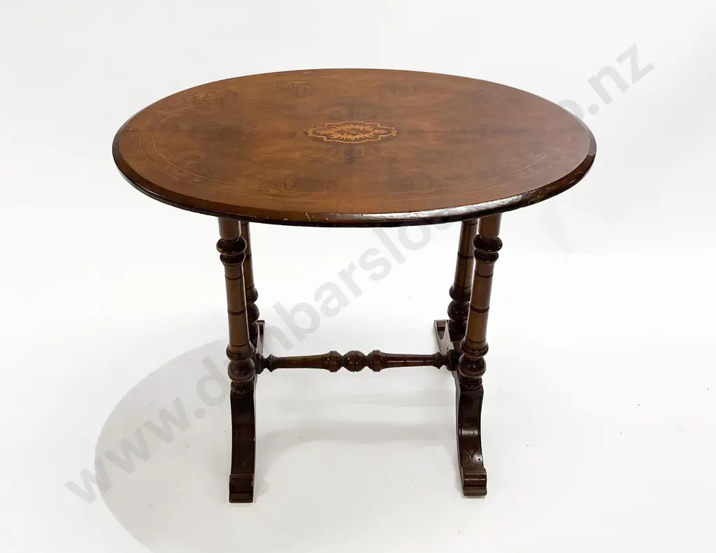 Late Vict Inlaid Figured Walnut Occasional Table Image 1++
