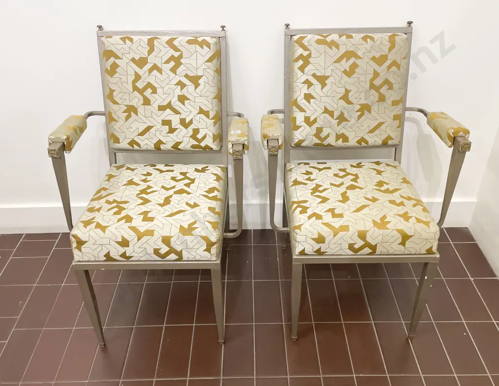 Pair of Steel Framed Elbow Chairs Image 1++