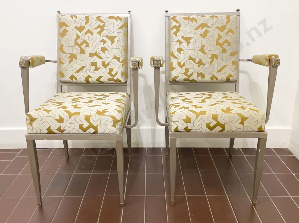 Pair of Steel Framed Elbow Chairs Image 1++