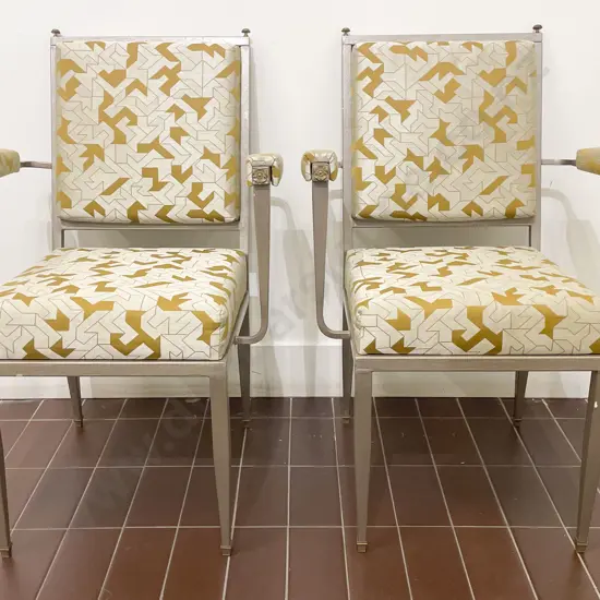 Pair of Steel Framed Elbow Chairs