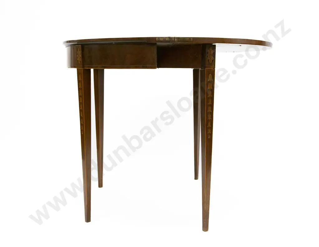 Geo III Mahogany Satinwood & Marquetry D Shaped Foldover Card Table Image 1++