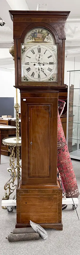Geo III Inlaid Mahogany Cased Grandfather Clock Image 1++