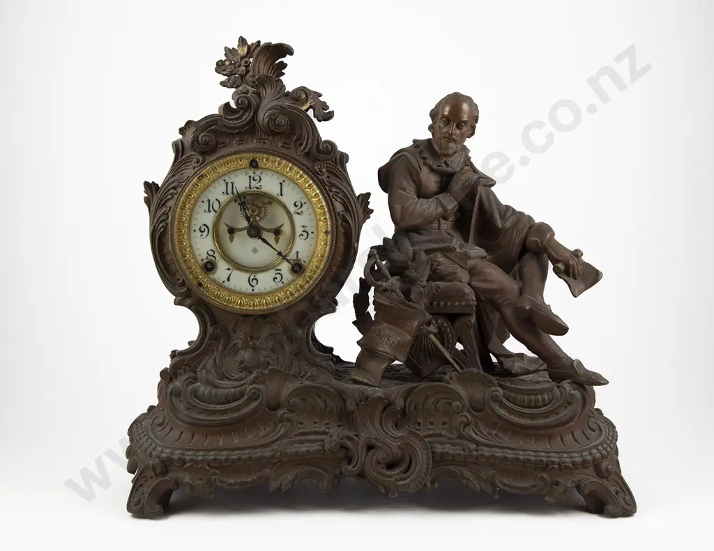 C19th American Ansonia Cast Spelter Mantel Clock Image 1++