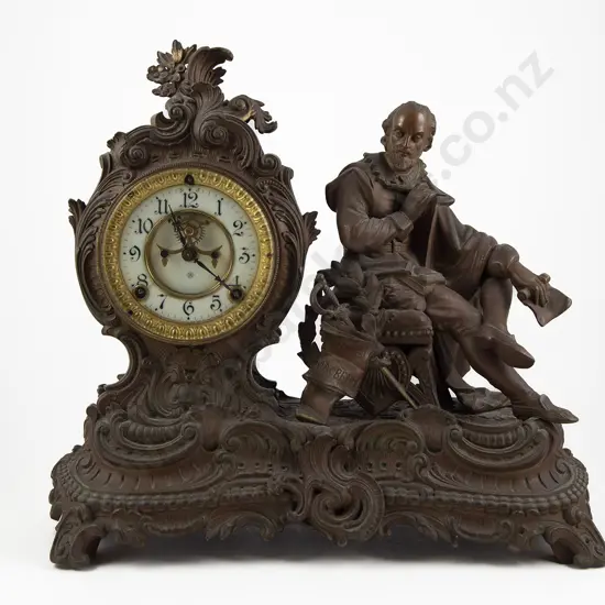 C19th American Ansonia Cast Spelter Mantel Clock