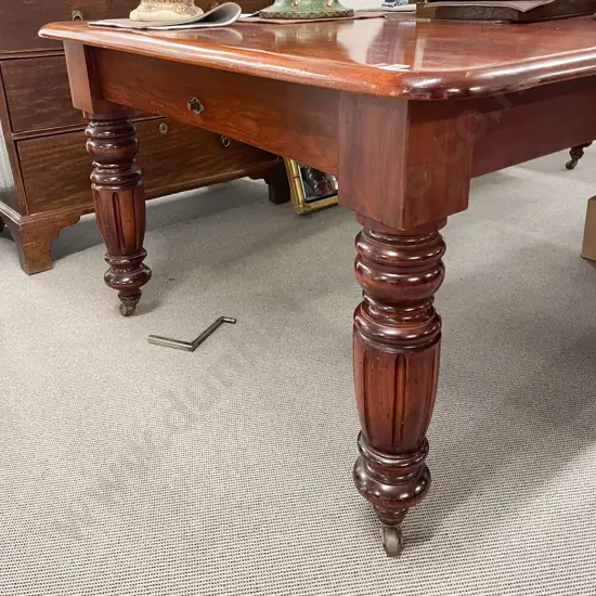 NZ Stained Kauri Two Leaf Extension Dining Table