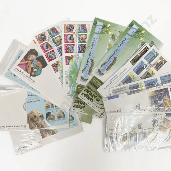 NZ C1993-1999 FDC Unaddressed Packs Miniature Stamp Packs and Loose Stamps