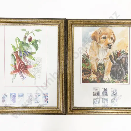 NZ Four Framed Stamp Prints with Matching Stamp Set
