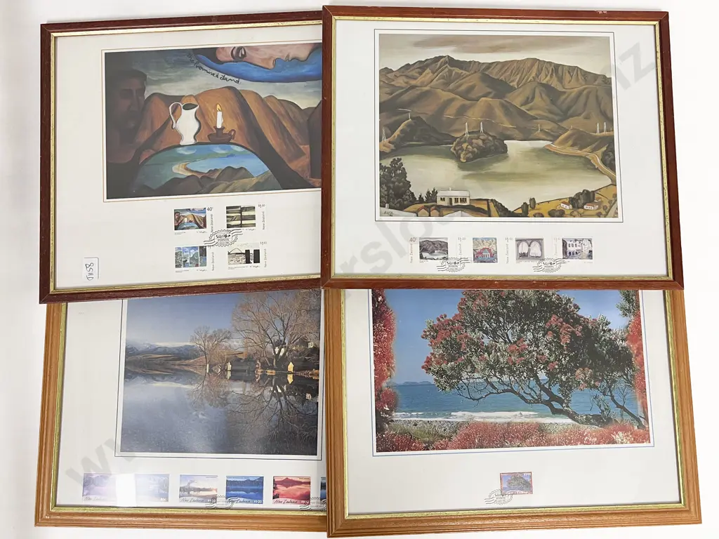 NZ Five Framed Stamp Prints with Matching Stamp Set Image 1++