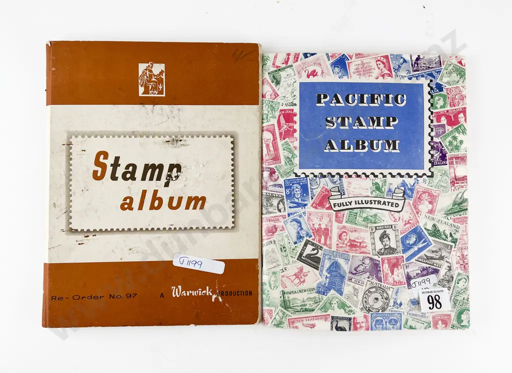 Two Small Vintage Stamp Albums World and NZ Stamps Image 1++