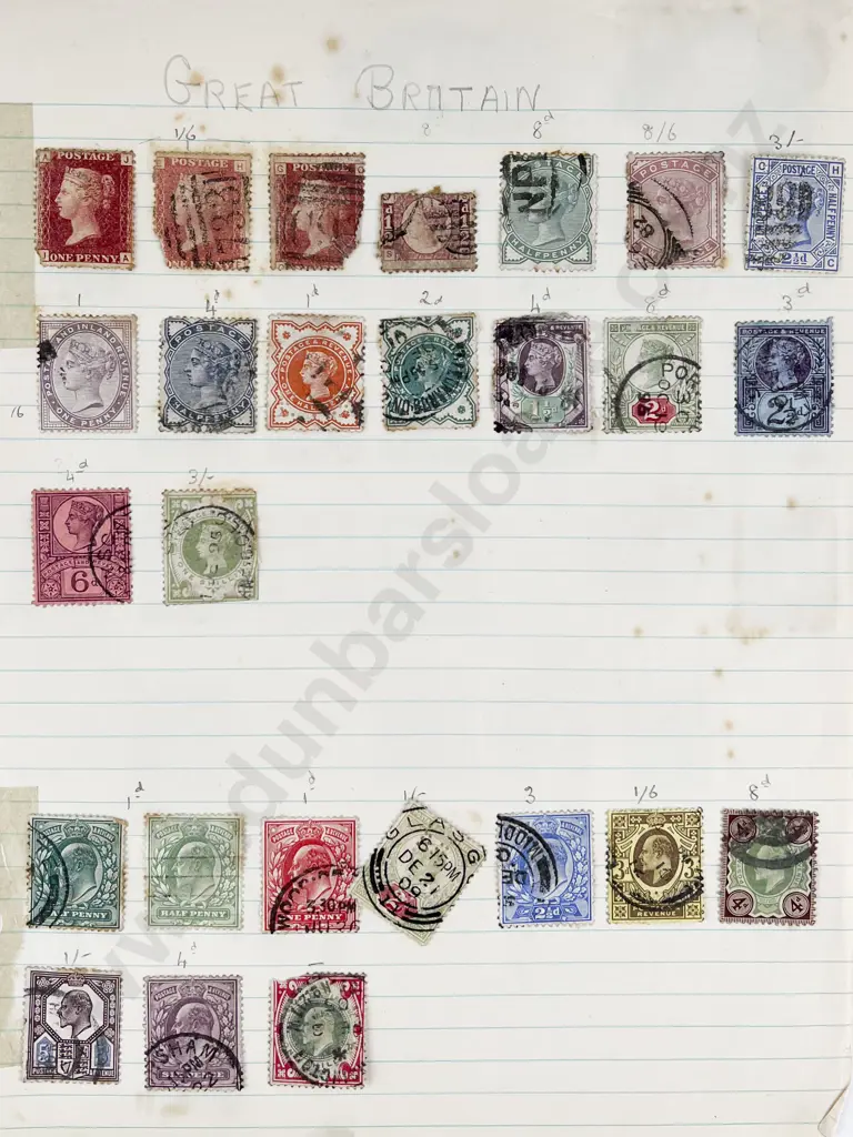 British Empire Stamps on Loose Textbook Pages Image 1++