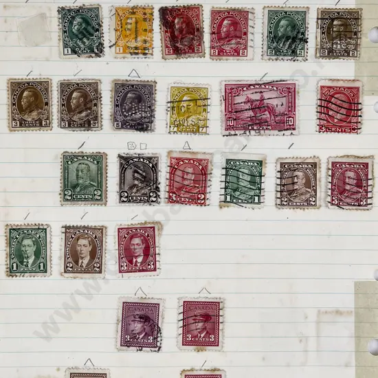 British Empire Stamps on Loose Textbook Pages