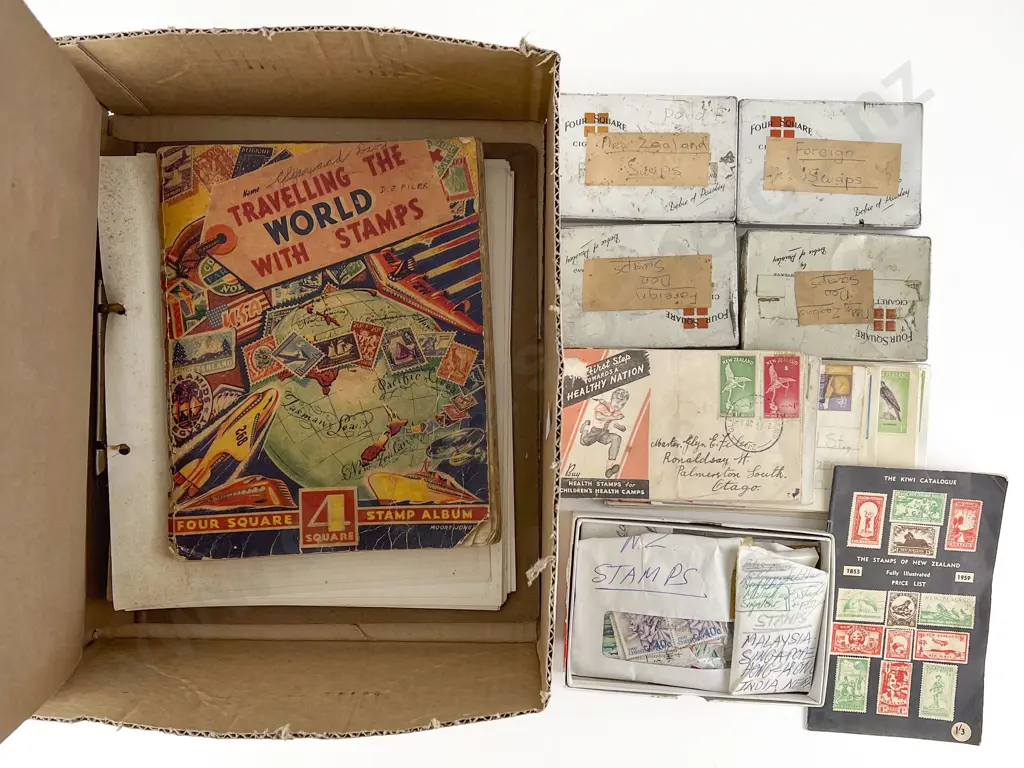 Two Vintage NZ and World Stamp Albums Image 1++