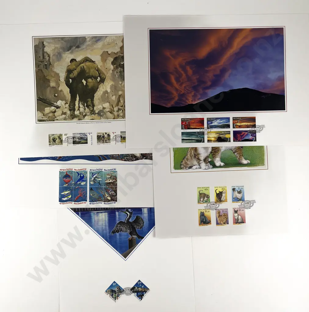 Set Five Unframed NZ Stamp Art Prints Image 1++