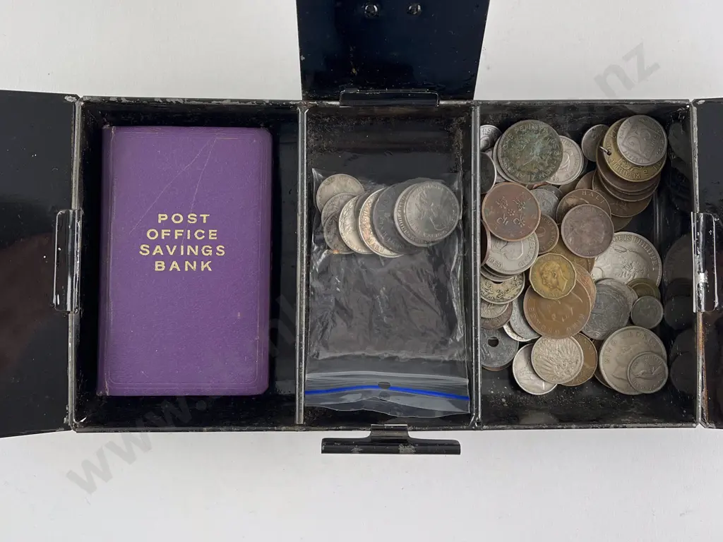 Small Qty NZ and World Vintage Pocket Change Coinage and POSB Money Box Image 1++