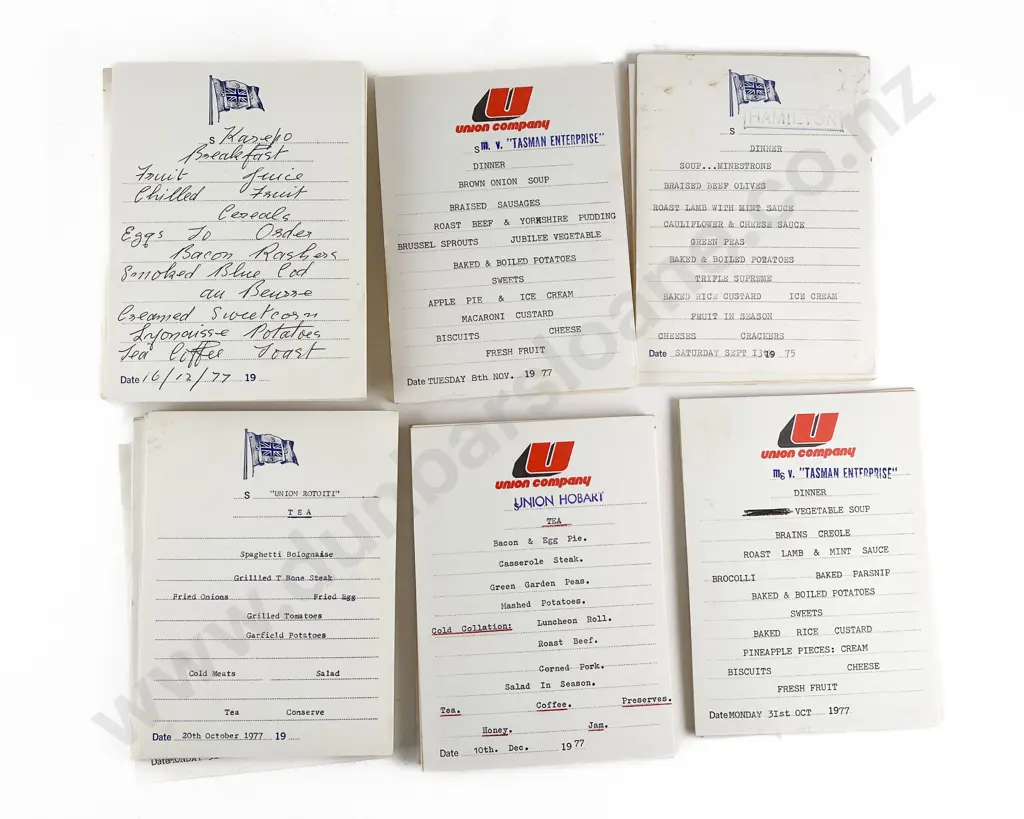 Bundle U.S.S.Co Assorted Ship Menu Cards 1975 - 1977 Image 1++