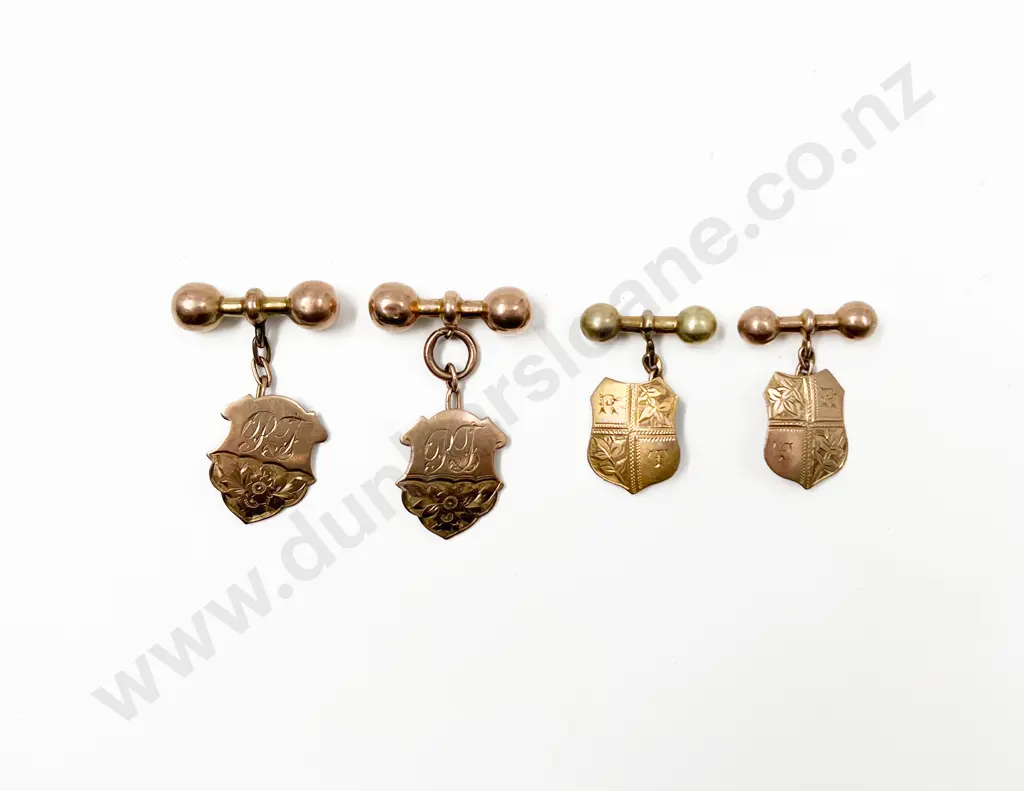 Two Pair 9ct Cuff Links Initialled R T Image 1++