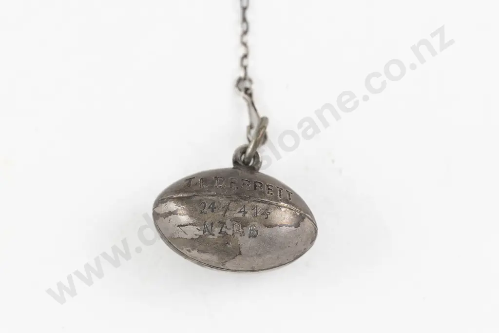 NZ Silver Memorial Football Fob Image 1++