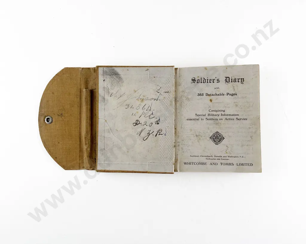 WWI NZ Soldiers Diary Image 1++