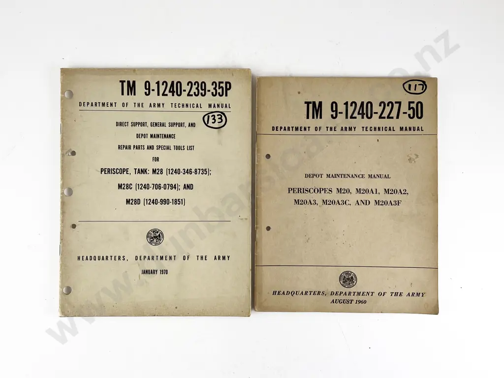 Two Army Technical Manuals for Periscopes 1960 1970 Image 1++