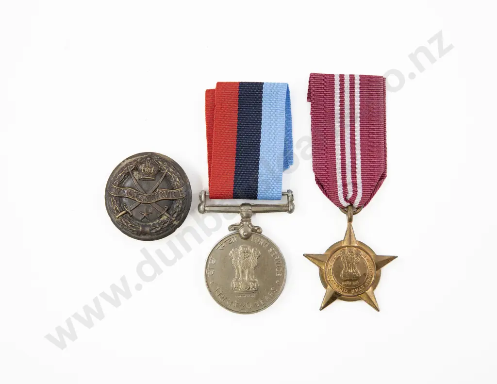 Two India General Service Medals and Overseas Service Brooch Image 1++