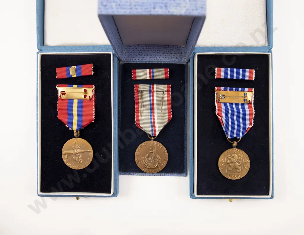 Three Boxed Czech Commemorative Medals Image 1++