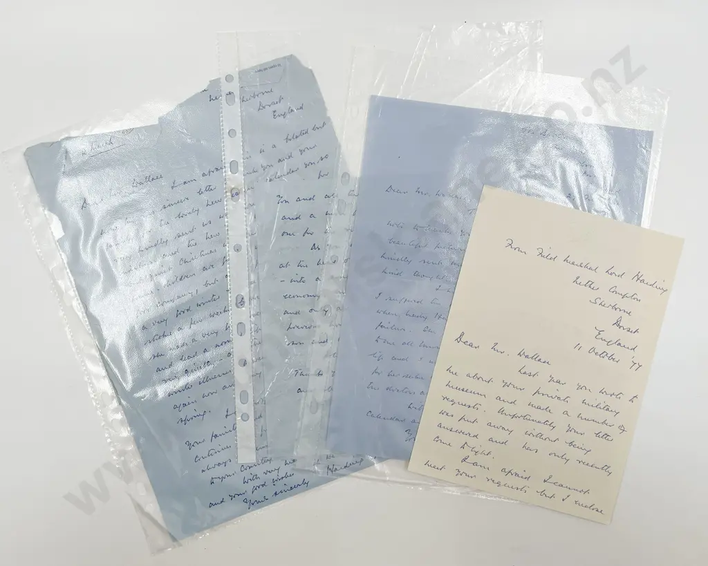 Four Photographs of Field Marshal Lord Harding and Four Handwritten Letters Image 1++