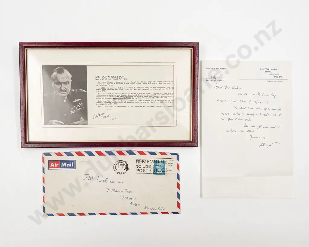 Framed Autographed photograph of Sir John Slessor Image 1++