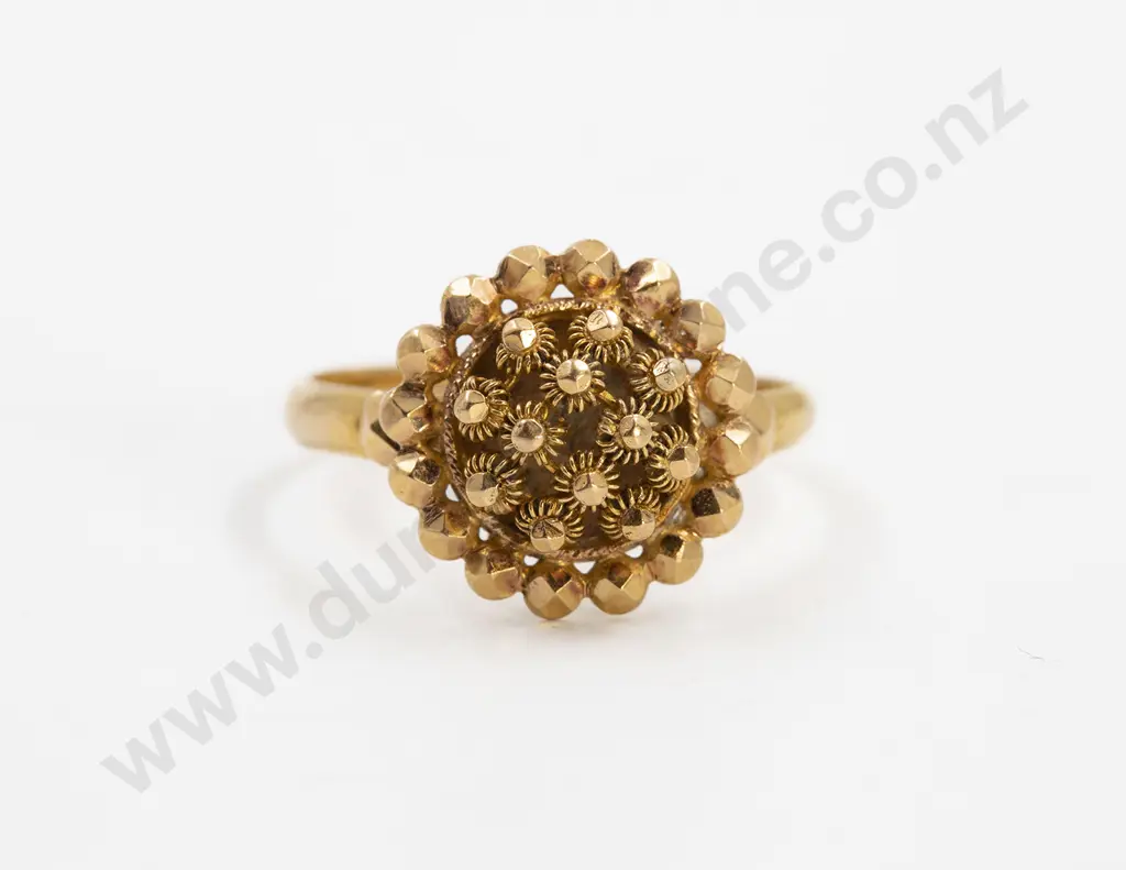 22ct Fancy Bright Cut Bead Cluster Ring Image 1++