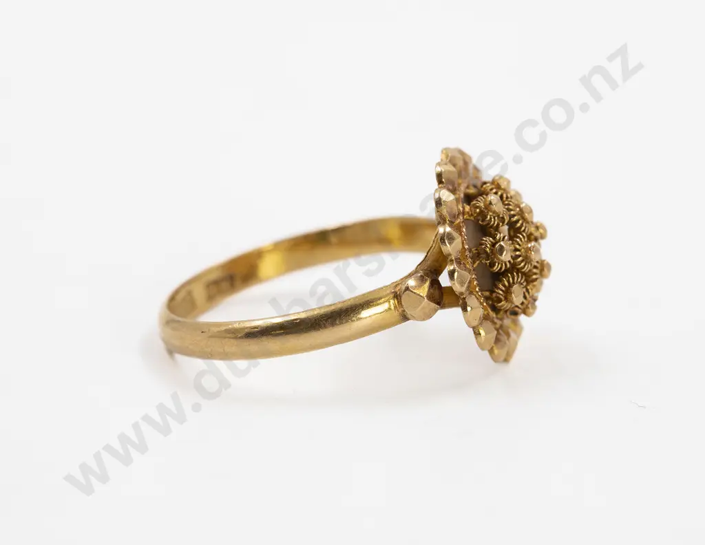 22ct Fancy Bright Cut Bead Cluster Ring Image 1++