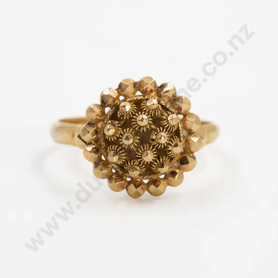 22ct Fancy Bright Cut Bead Cluster Ring