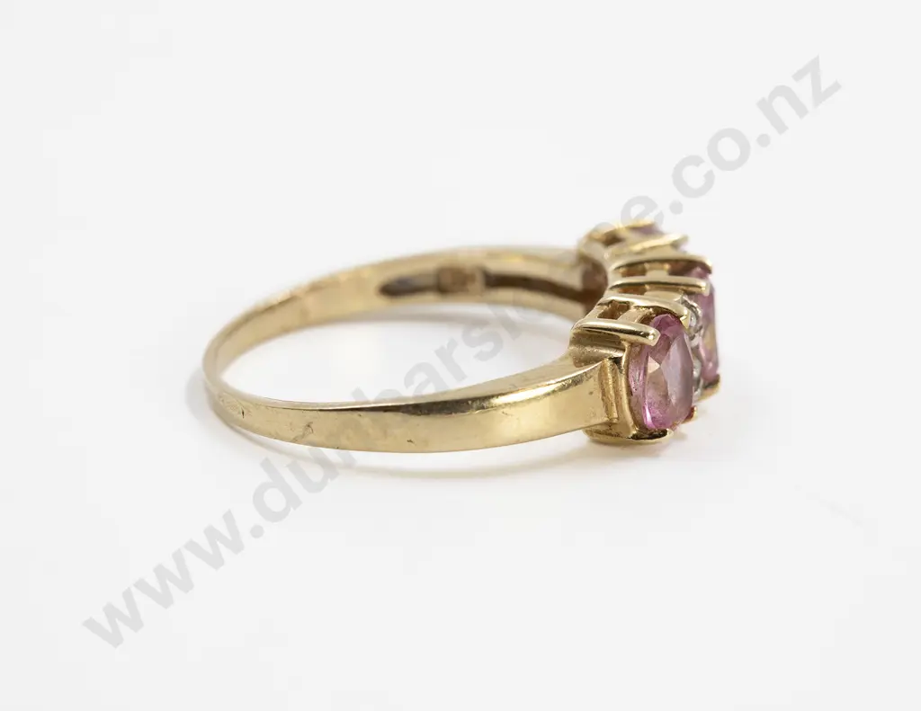 14ct Three Stone Pink Peridot Bridge Ring Image 1++