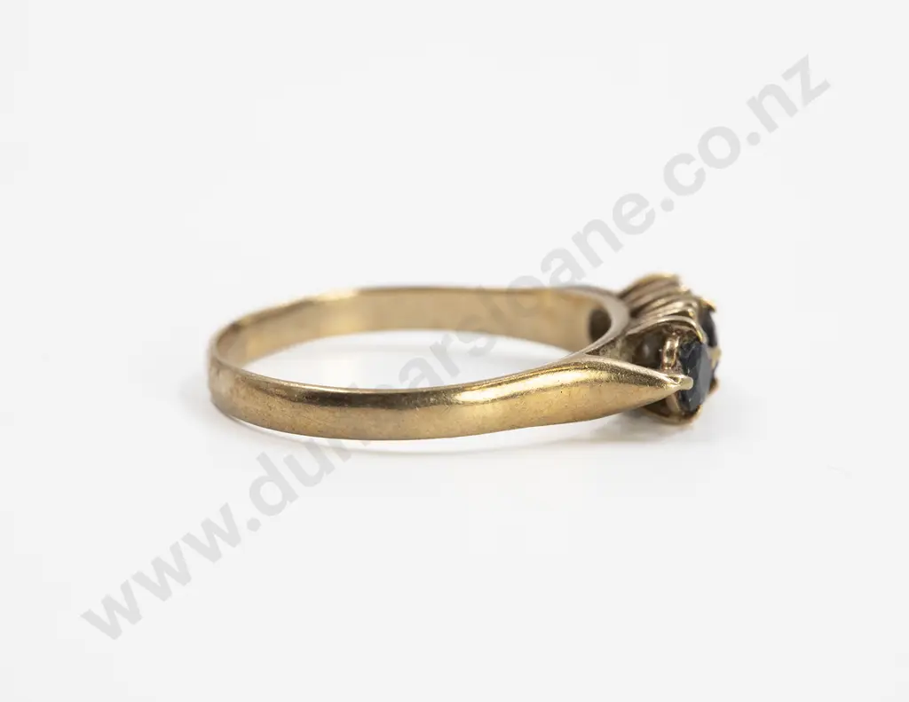 9ct Three Stone Sapphire Bridge Ring Image 1++