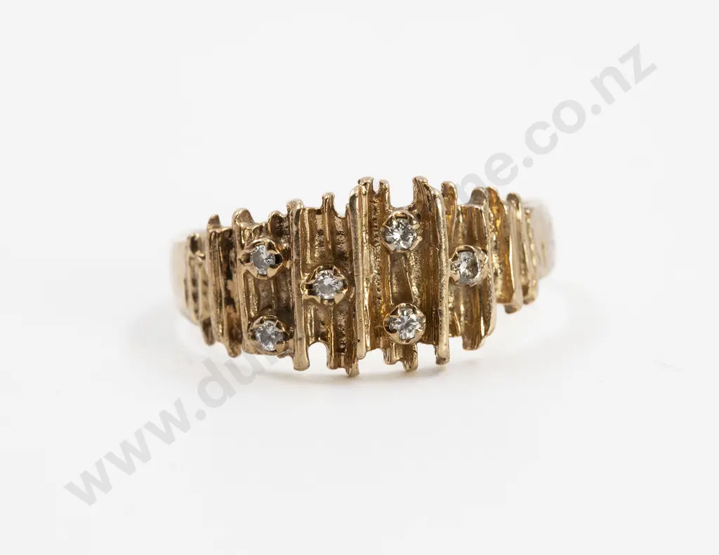 9ct Modern Design Six Diamond Band Ring Image 1++