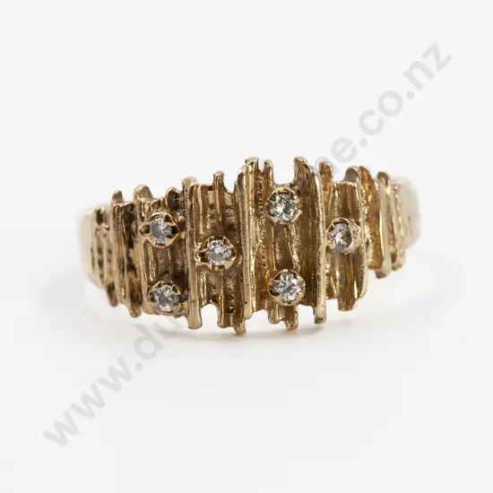 9ct Modern Design Six Diamond Band Ring