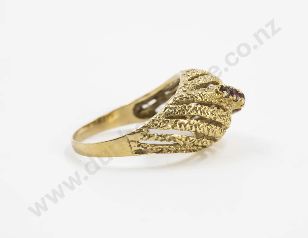 18ct Five Stone Ruby Domed Dress Ring Image 1++