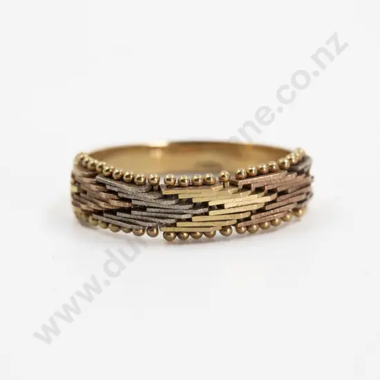 18ct Tri-Colour Gold Fancy Band Ring