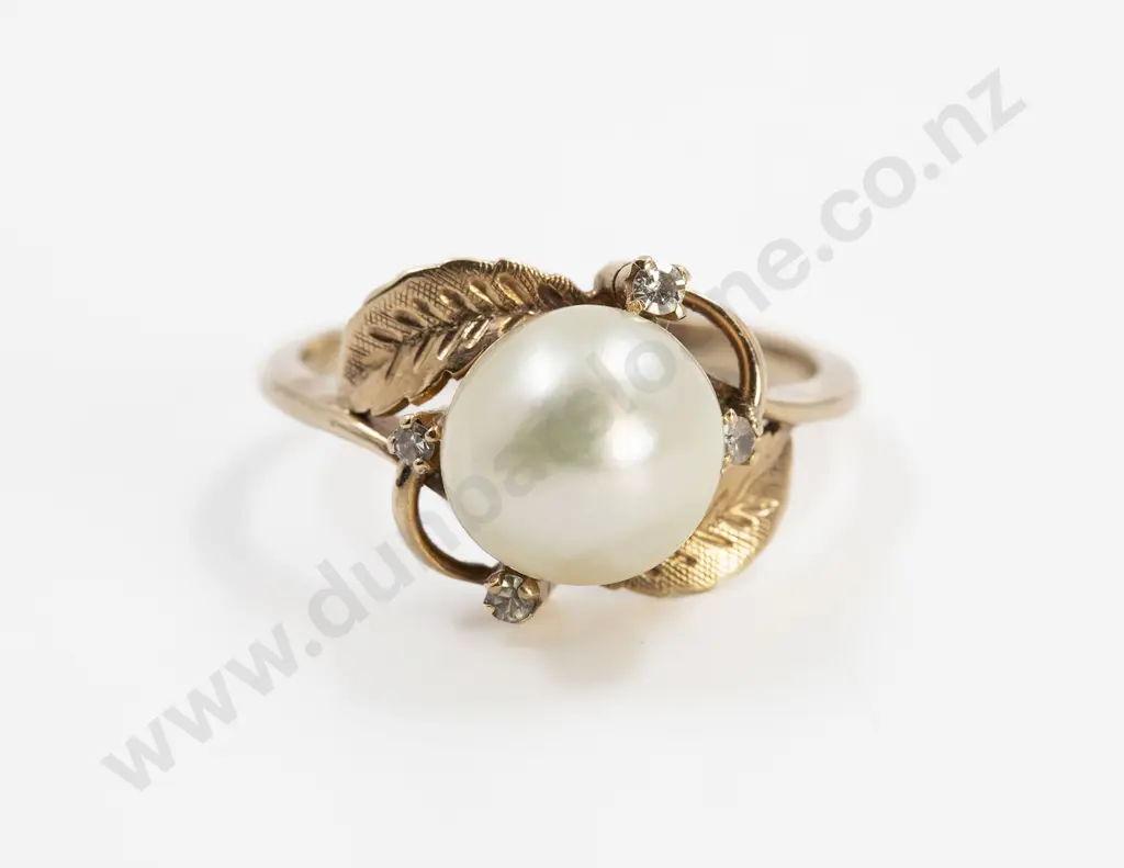 14ct Single Cultured Pearl Ring Image 1++
